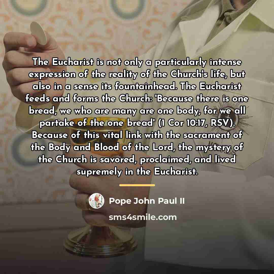 “The Eucharist is not only a particularly intense expression of…” quote by Pope John Paul II