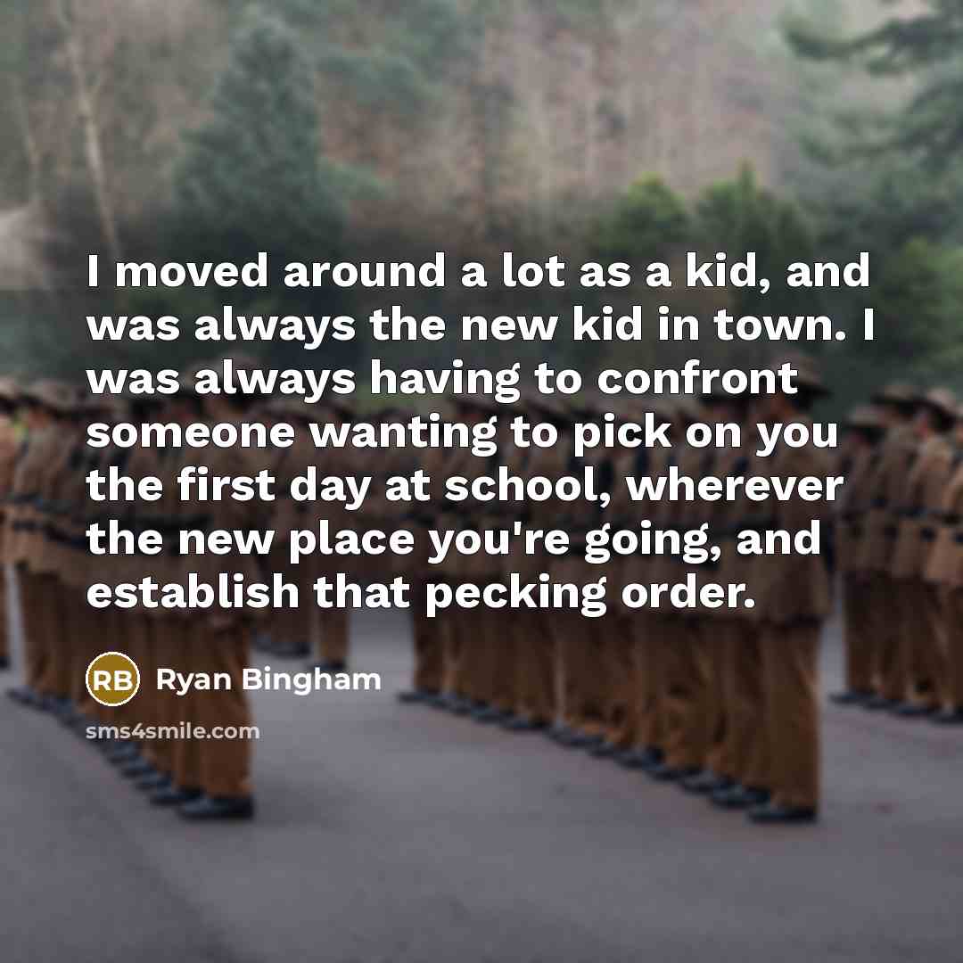 “I moved around a lot as a kid, and was…” quote by Ryan Bingham
