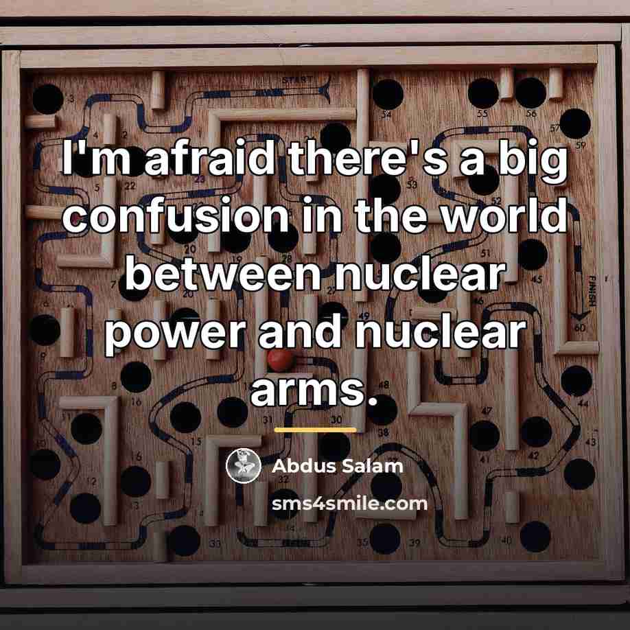 “I'm afraid there's a big confusion in the world between…” quote by Abdus Salam