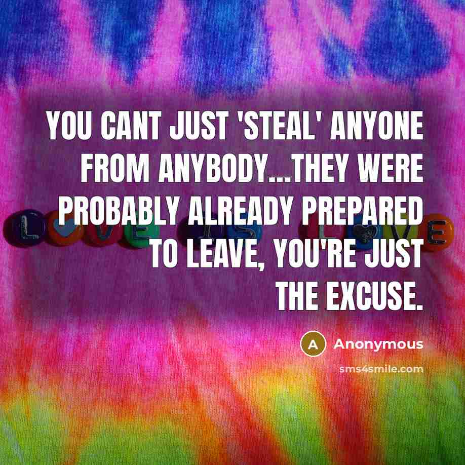 “You cant just 'steal' anyone from anybody...They were probably already…” quote by Anonymous