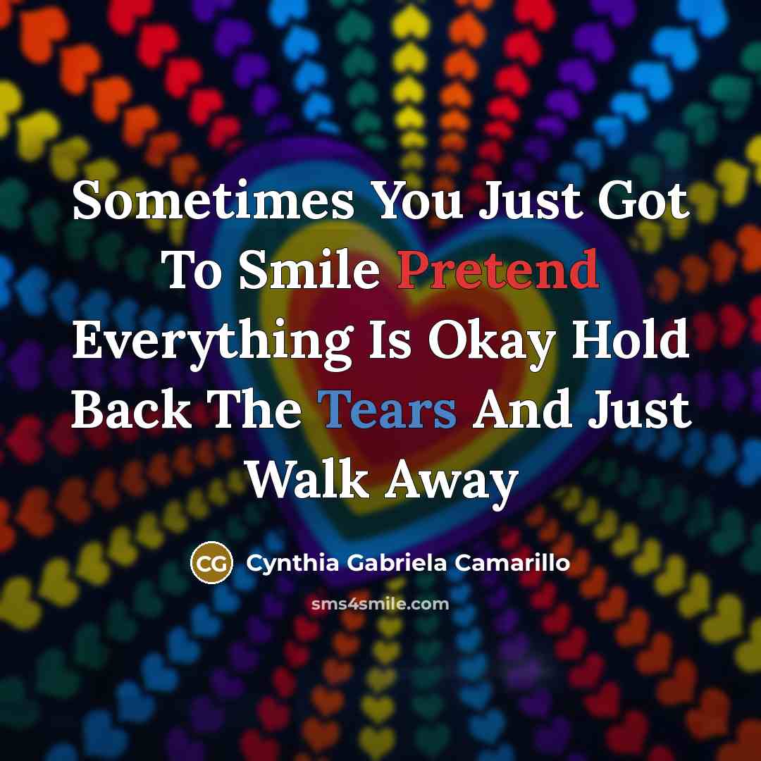 “Sometimes You Just Got To Smile Pretend Everything Is Okay…” quote by Cynthia Gabriela Camarillo