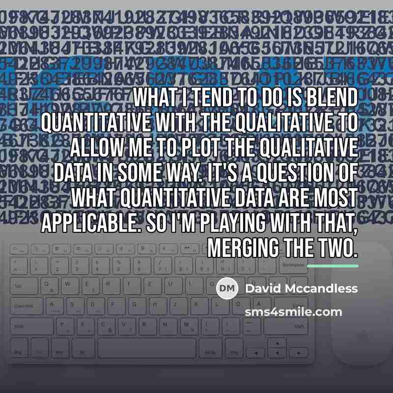 “What I tend to do is blend quantitative with the…” quote by David Mccandless