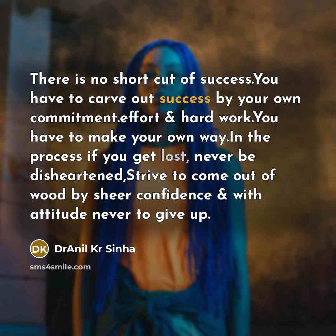 “There is no short cut of success.You have to carve…” quote by DrAnil Kr Sinha