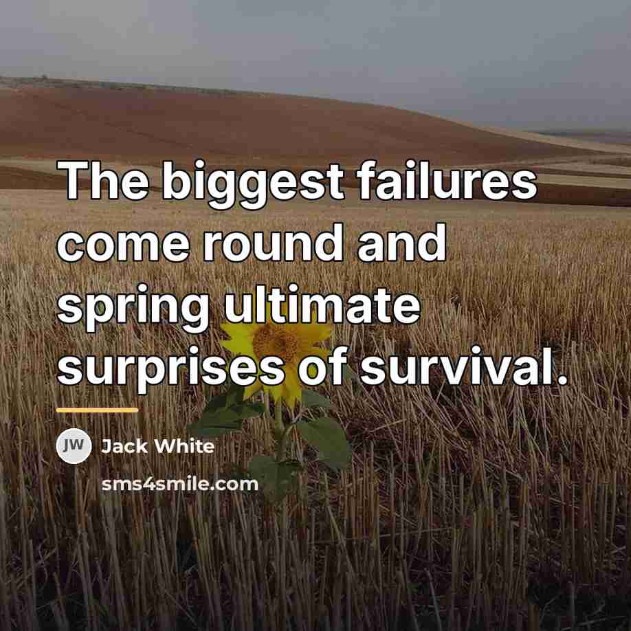 “The biggest failures come round and spring ultimate surprises of…” quote by Jack White