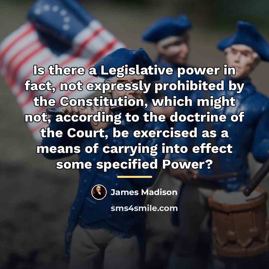 “Is there a Legislative power in fact, not expressly prohibited…” quote by James Madison