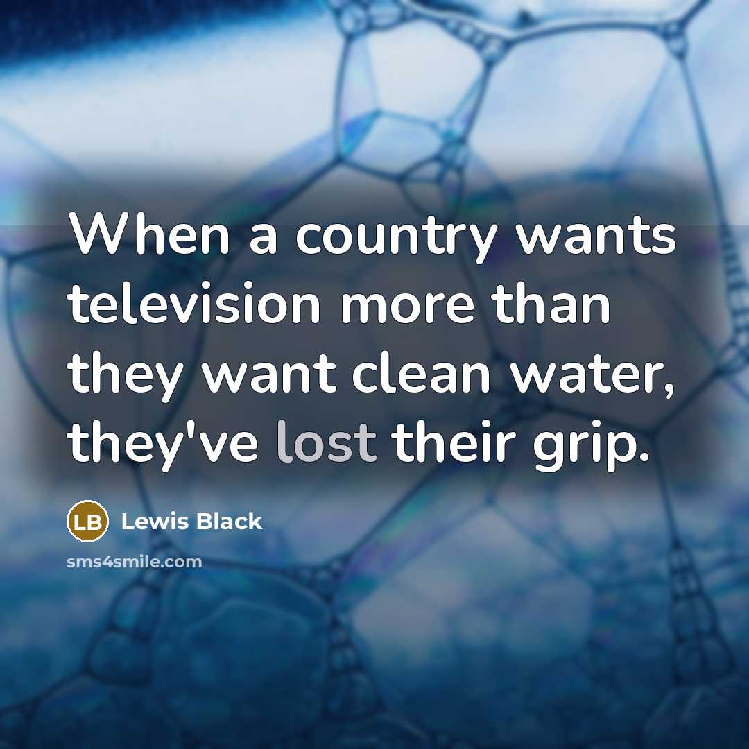 “When a country wants television more than they want clean…” quote by Lewis Black