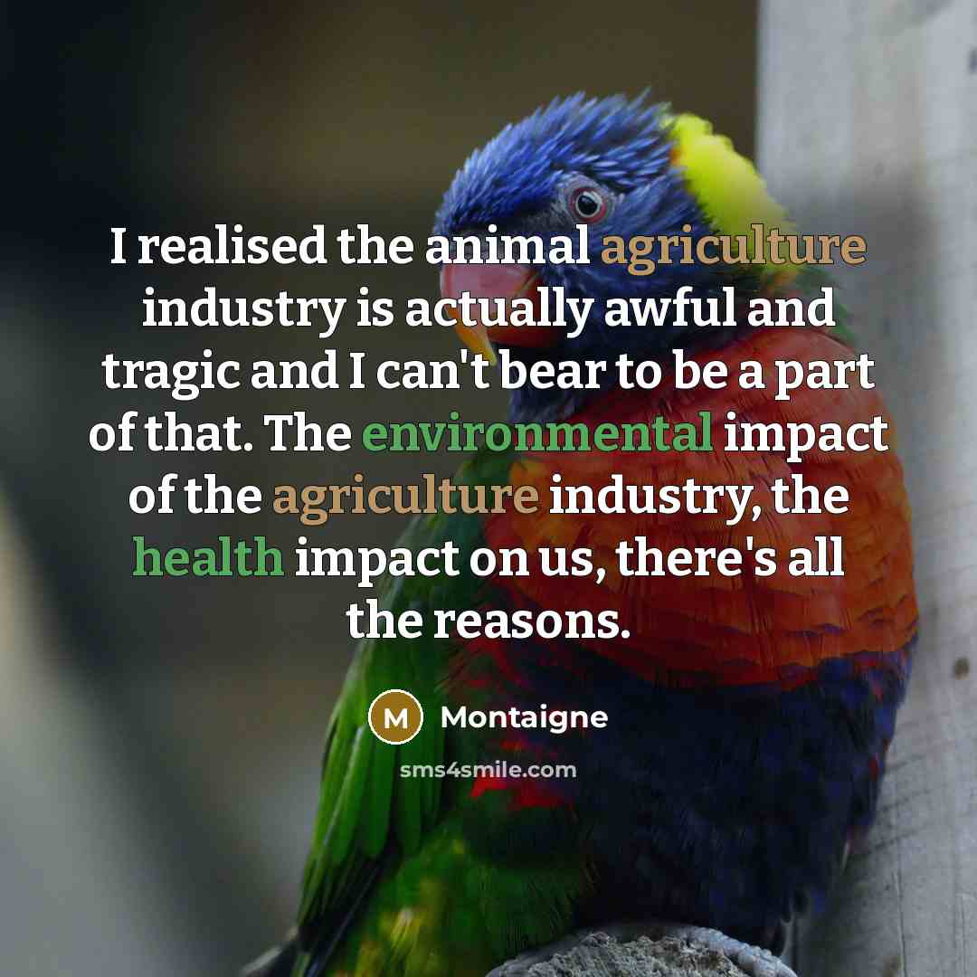“I realised the animal agriculture industry is actually awful and…” quote by Montaigne