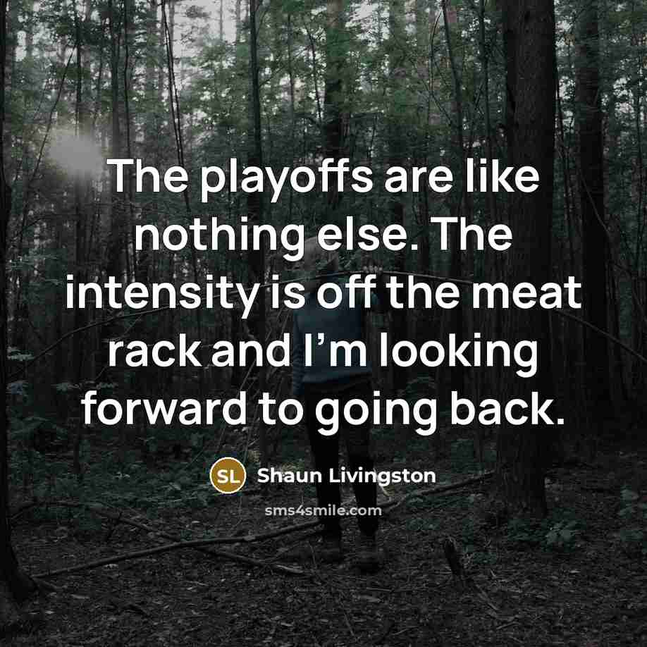 “The playoffs are like nothing else. The intensity is off…” quote by Shaun Livingston