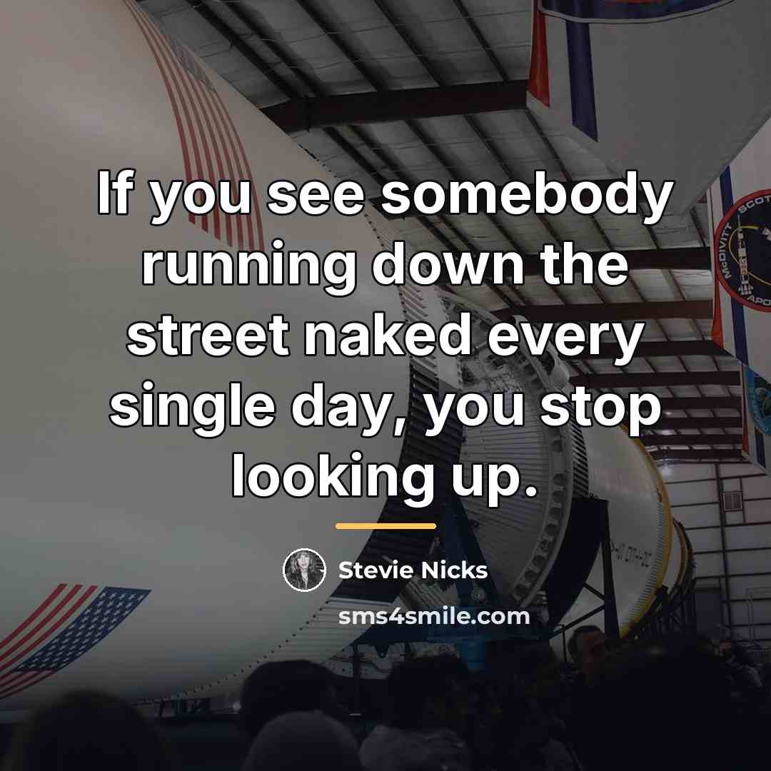 “If you see somebody running down the street naked every…” quote by Stevie Nicks