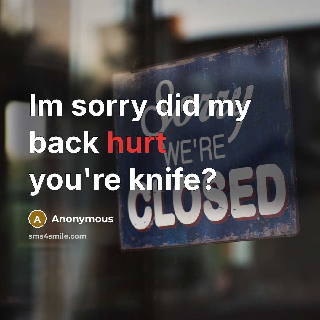 “Im sorry did my back hurt you're knife?…” quote by Anonymous