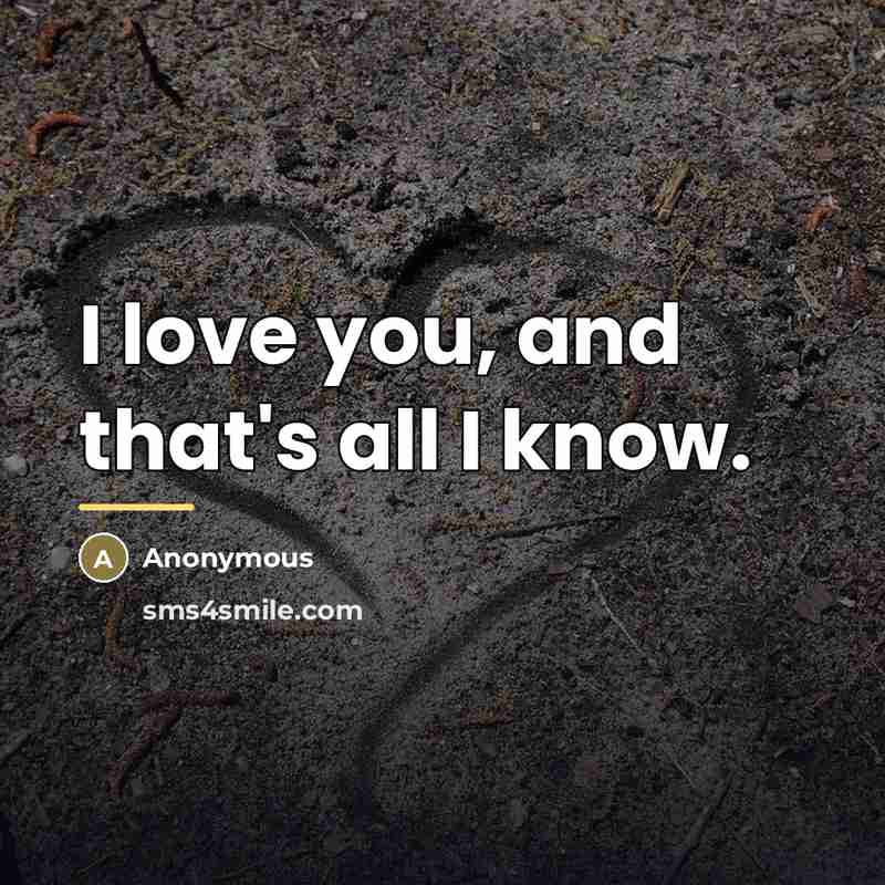 “I love you, and that's all I know.…” quote by Anonymous