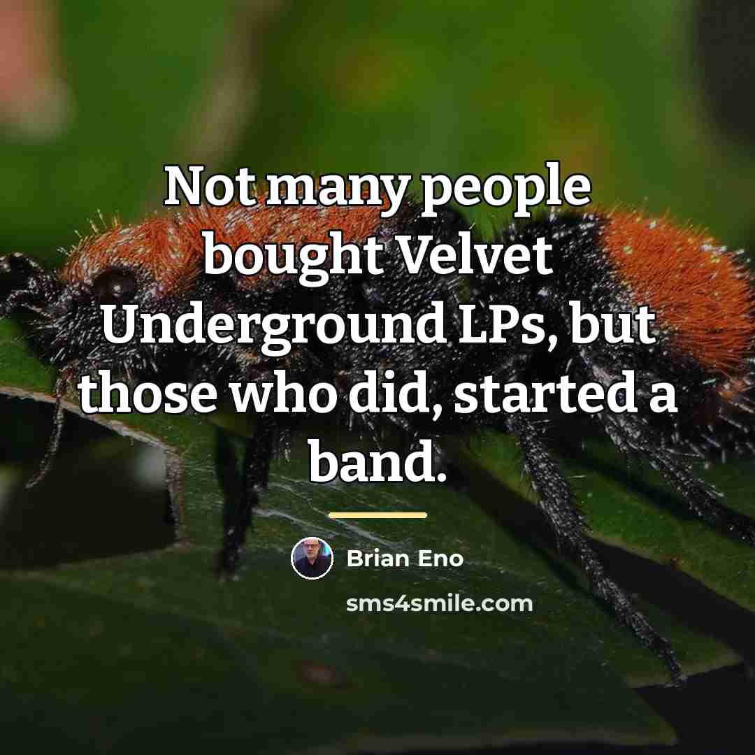“Not many people bought Velvet Underground LPs, but those who…” quote by Brian Eno
