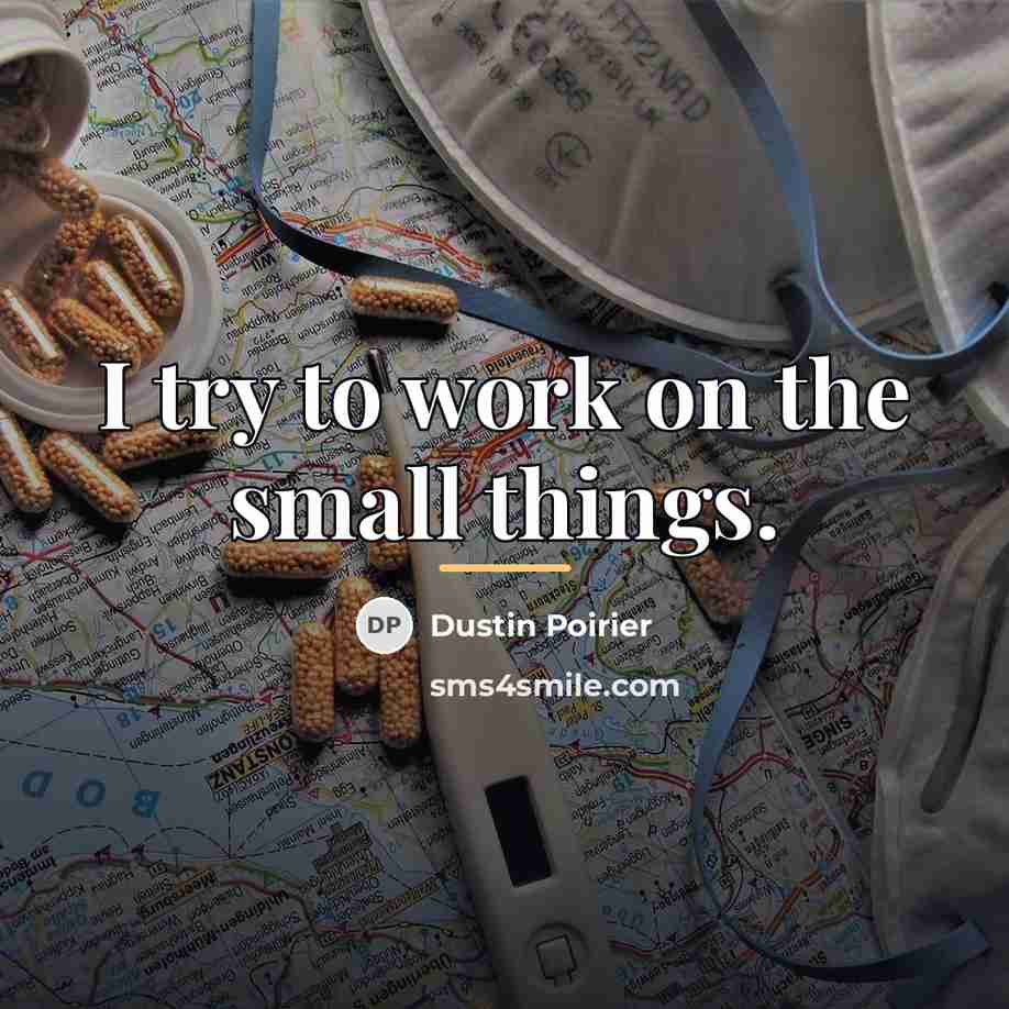 “I try to work on the small things.…” quote by Dustin Poirier