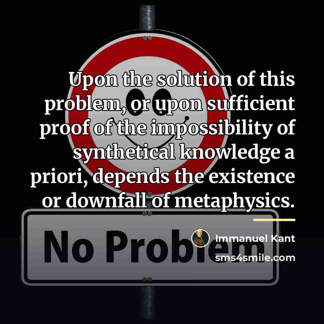 “Upon the solution of this problem, or upon sufficient proof…” quote by Immanuel Kant