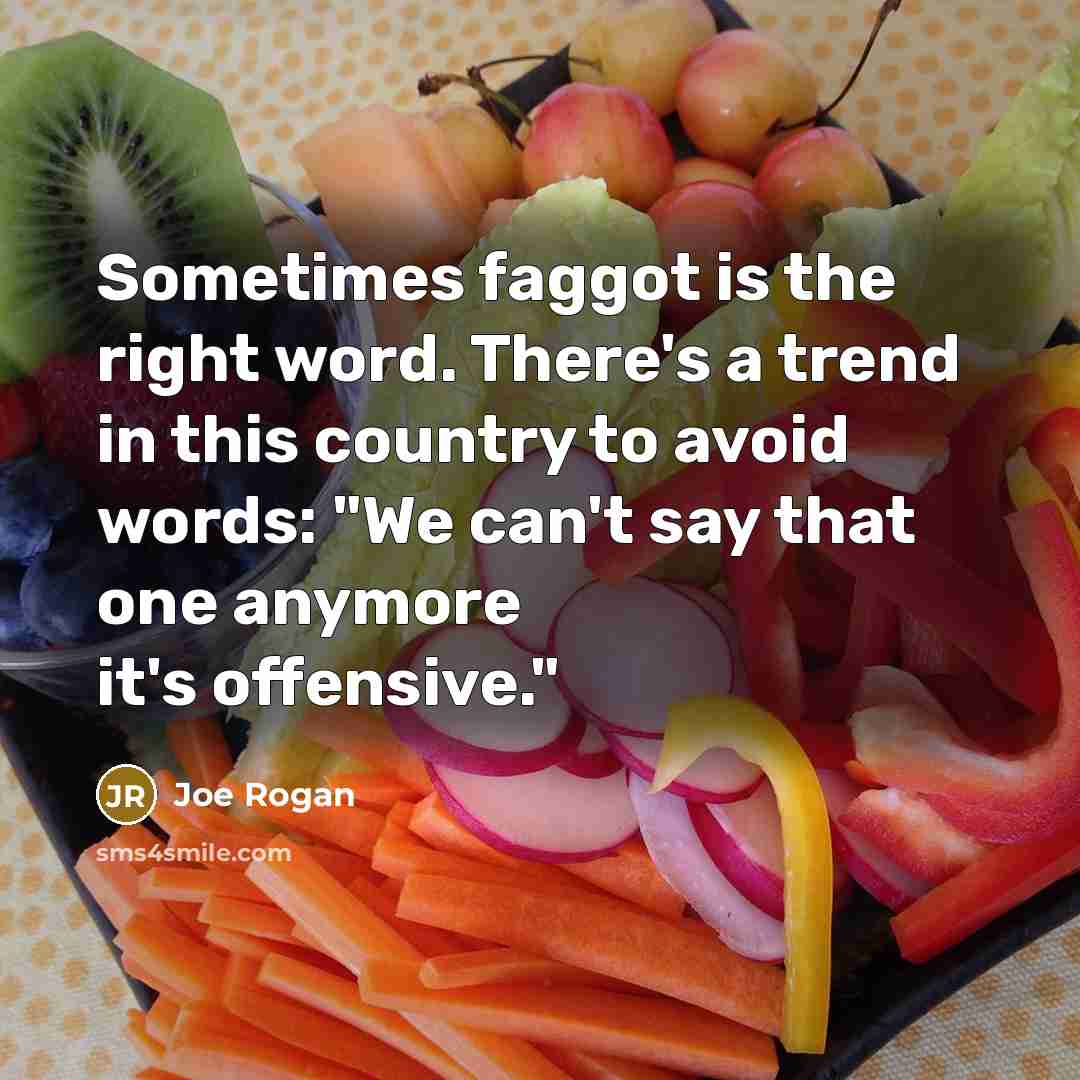 “Sometimes faggot is the right word. There's a trend in…” quote by Joe Rogan