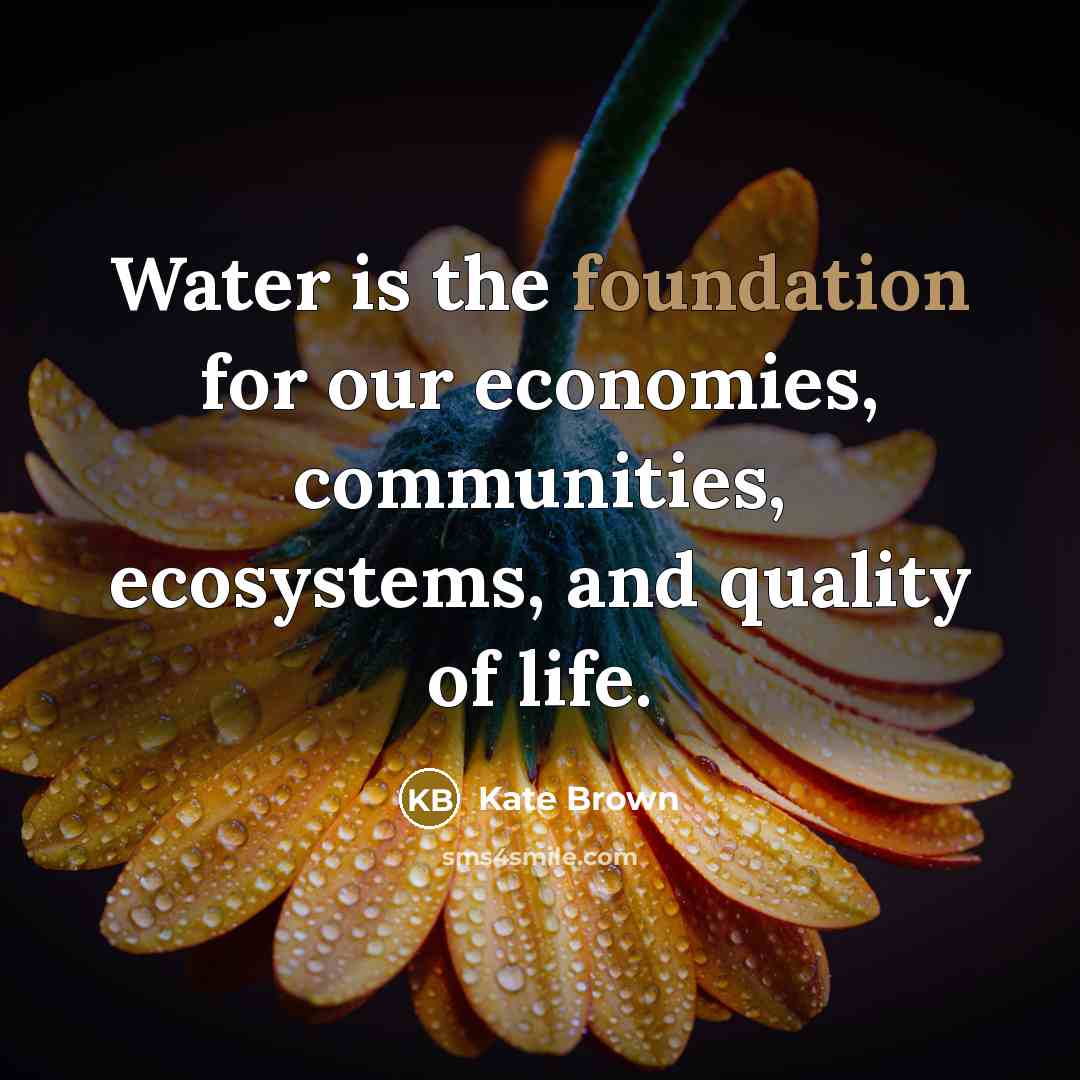 “Water is the foundation for our economies, communities, ecosystems, and…” quote by Kate Brown