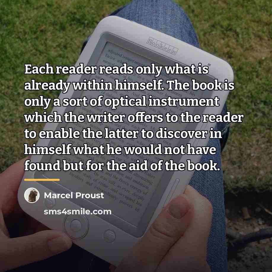 “Each reader reads only what is already within himself. The…” quote by Marcel Proust