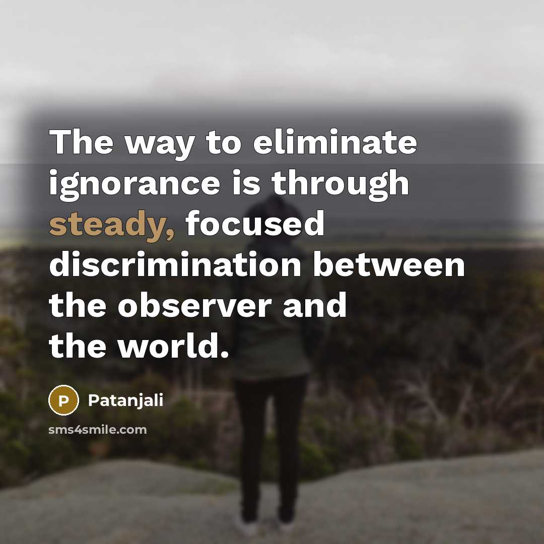 “The way to eliminate ignorance is through steady, focused discrimination…” quote by Patanjali