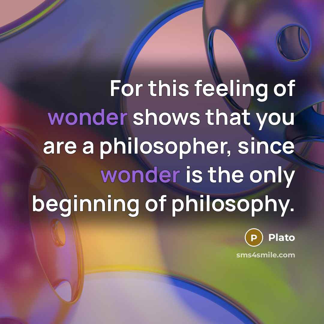 “For this feeling of wonder shows that you are a…” quote by Plato
