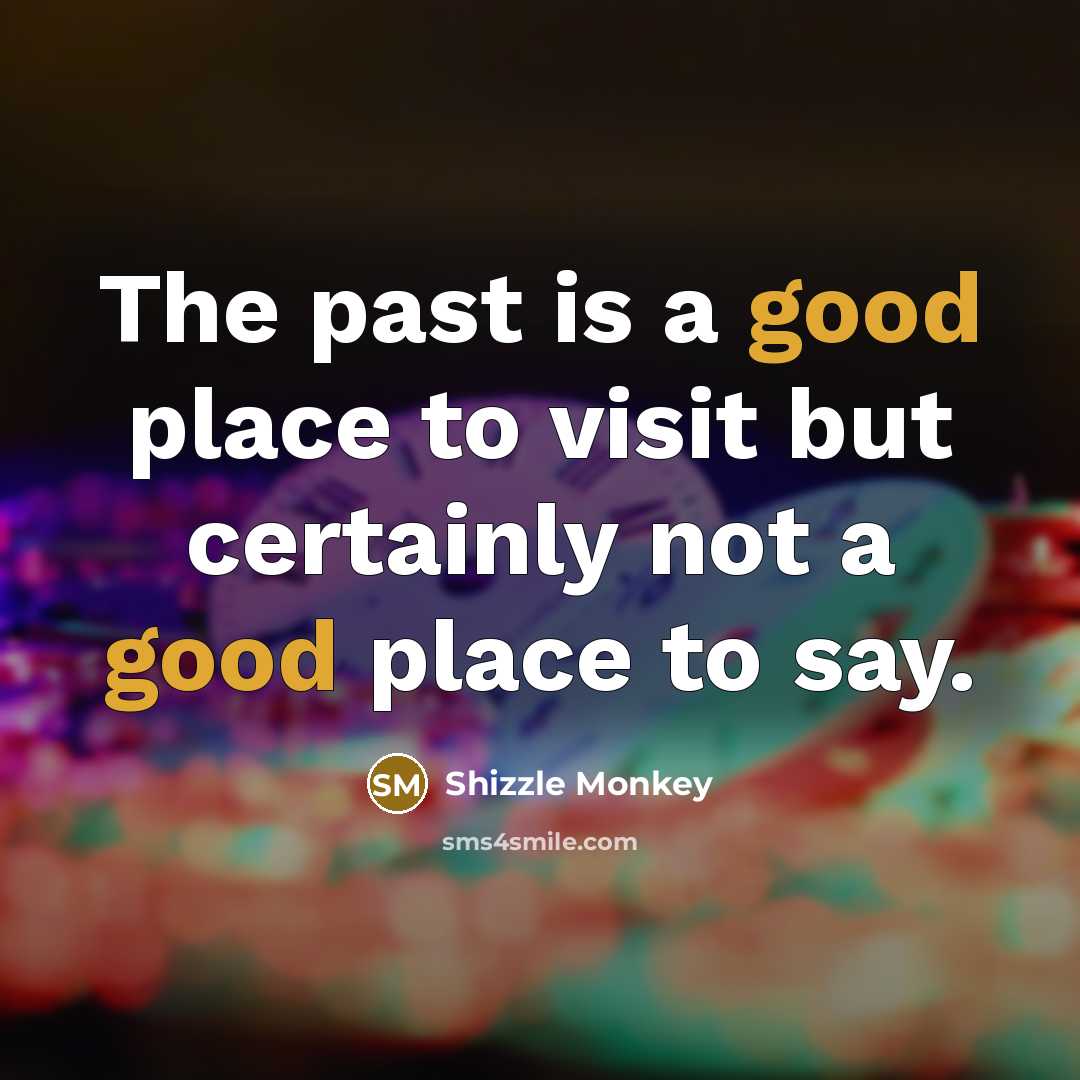“The past is a good place to visit but certainly…” quote by Shizzle Monkey
