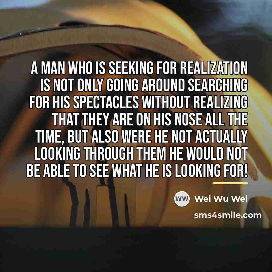 “A man who is seeking for realization is not only…” quote by Wei Wu Wei