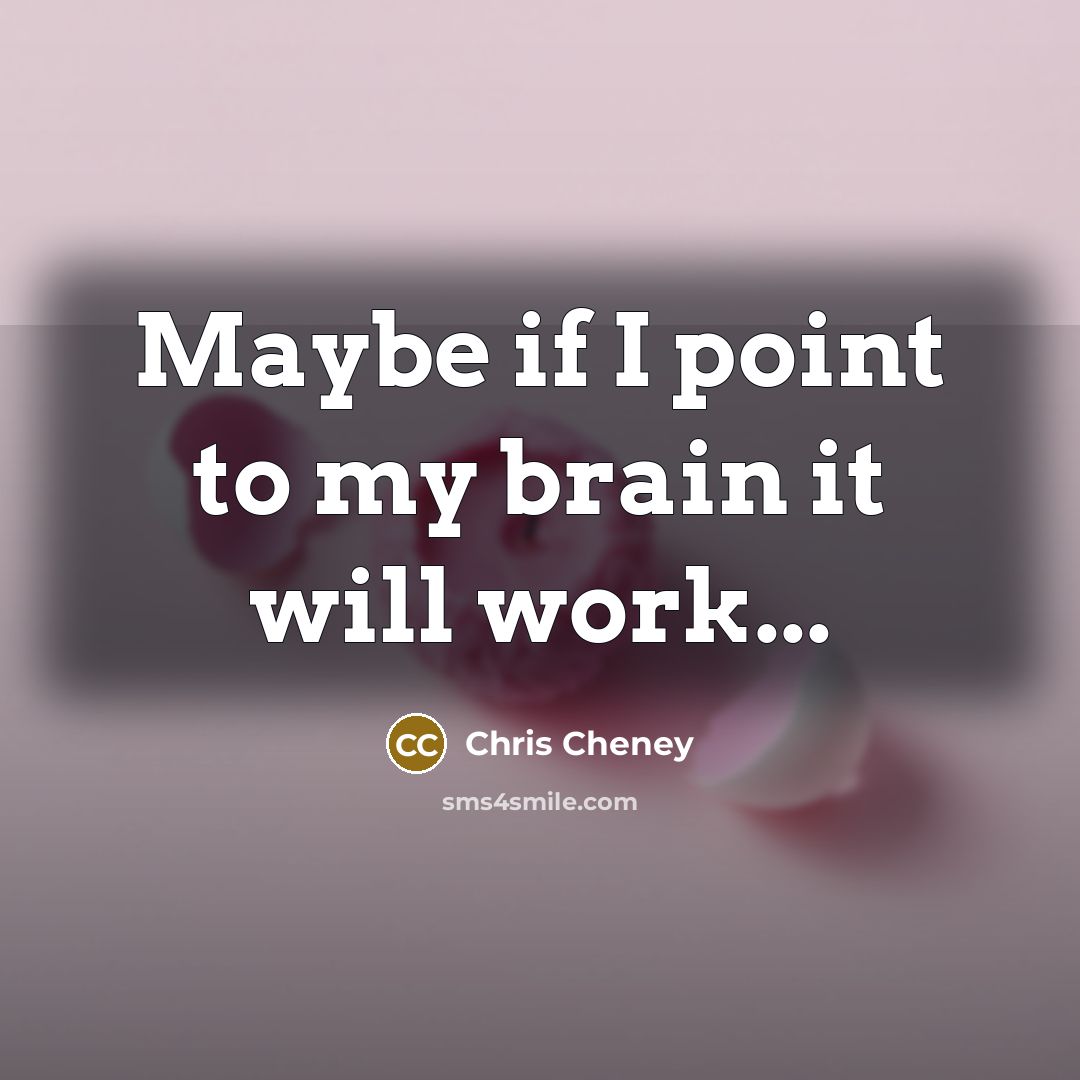 “Maybe if I point to my brain it will work...…” quote by Chris Cheney