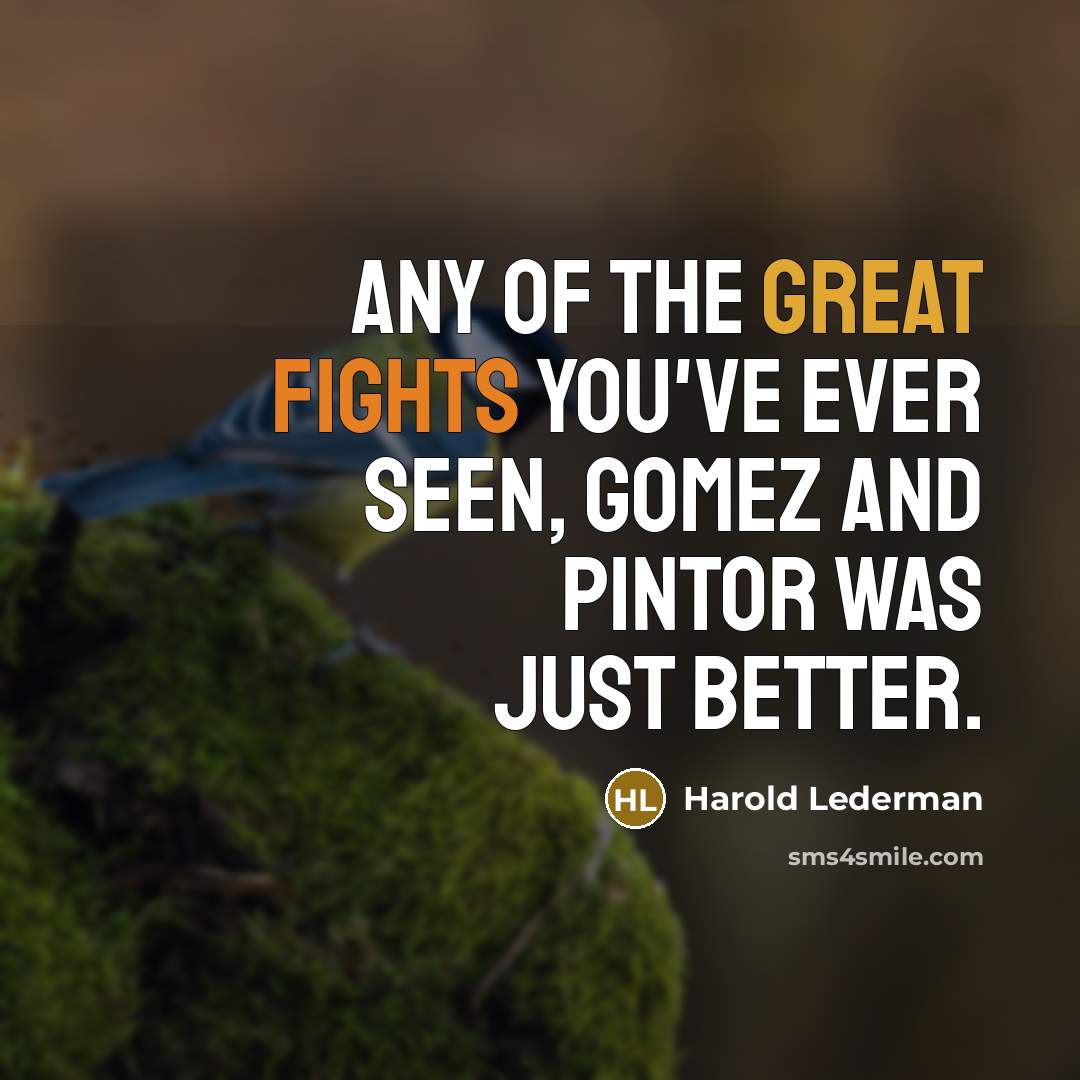 “Any of the great fights you've ever seen, Gomez and…” quote by Harold Lederman