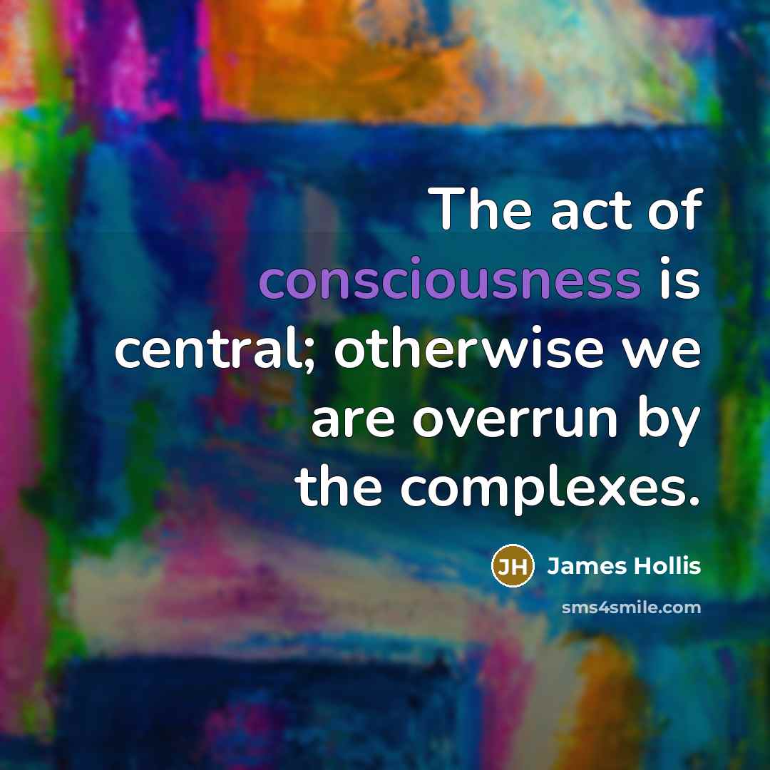 “The act of consciousness is central; otherwise we are overrun…” quote by James Hollis