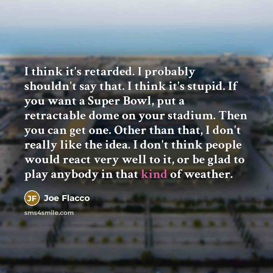 “I think it's retarded. I probably shouldn't say that. I…” quote by Joe Flacco