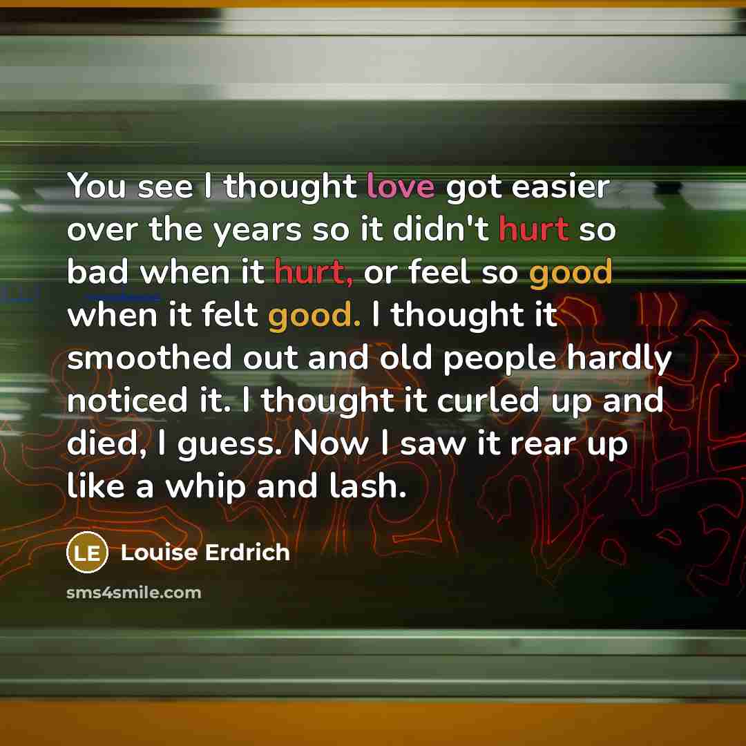 “You see I thought love got easier over the years…” quote by Louise Erdrich
