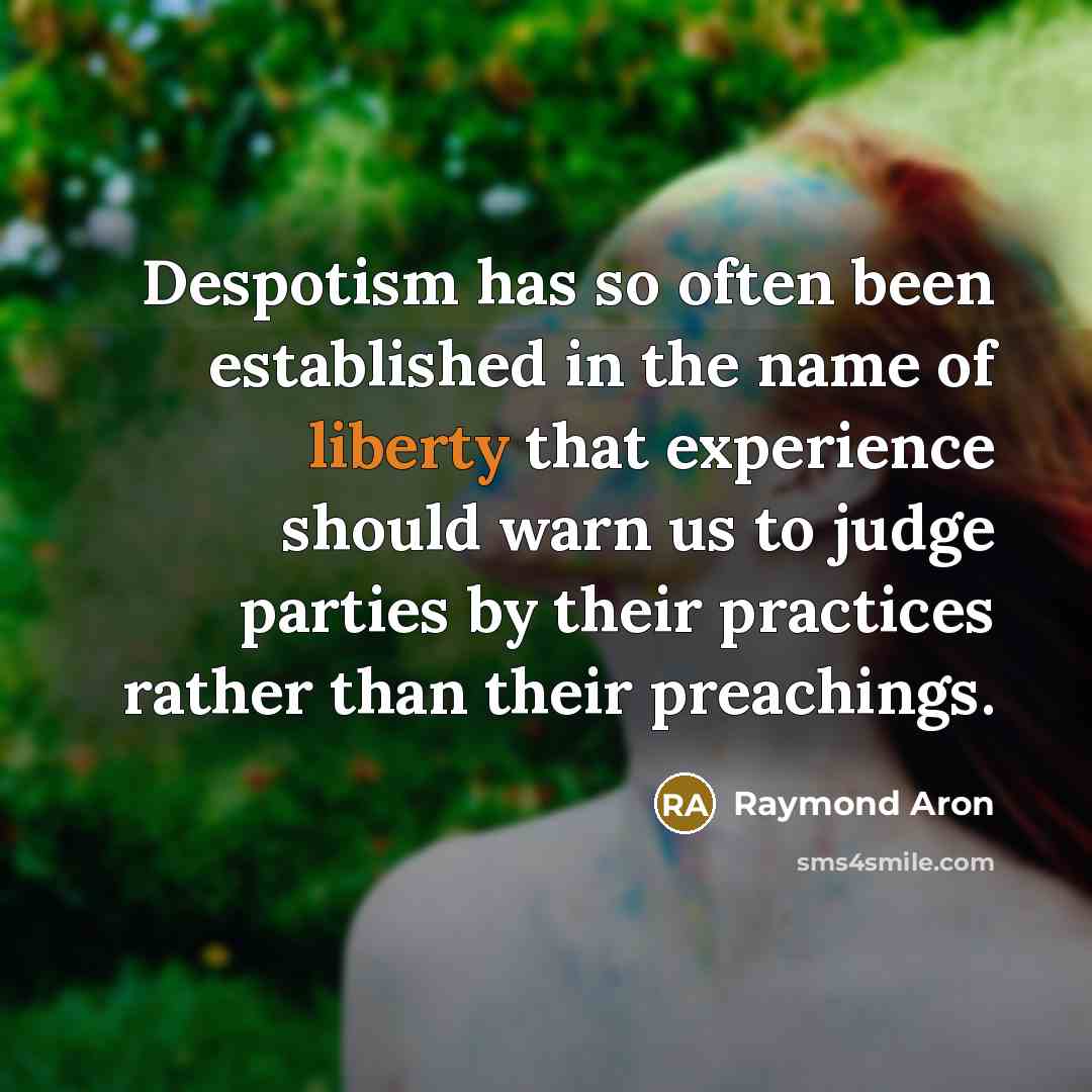 “Despotism has so often been established in the name of…” quote by Raymond Aron