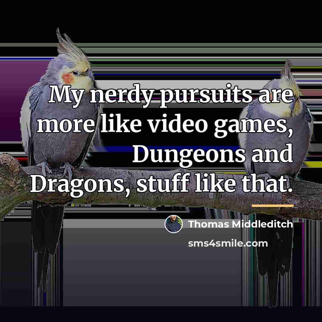 “My nerdy pursuits are more like video games, Dungeons and…” quote by Thomas Middleditch