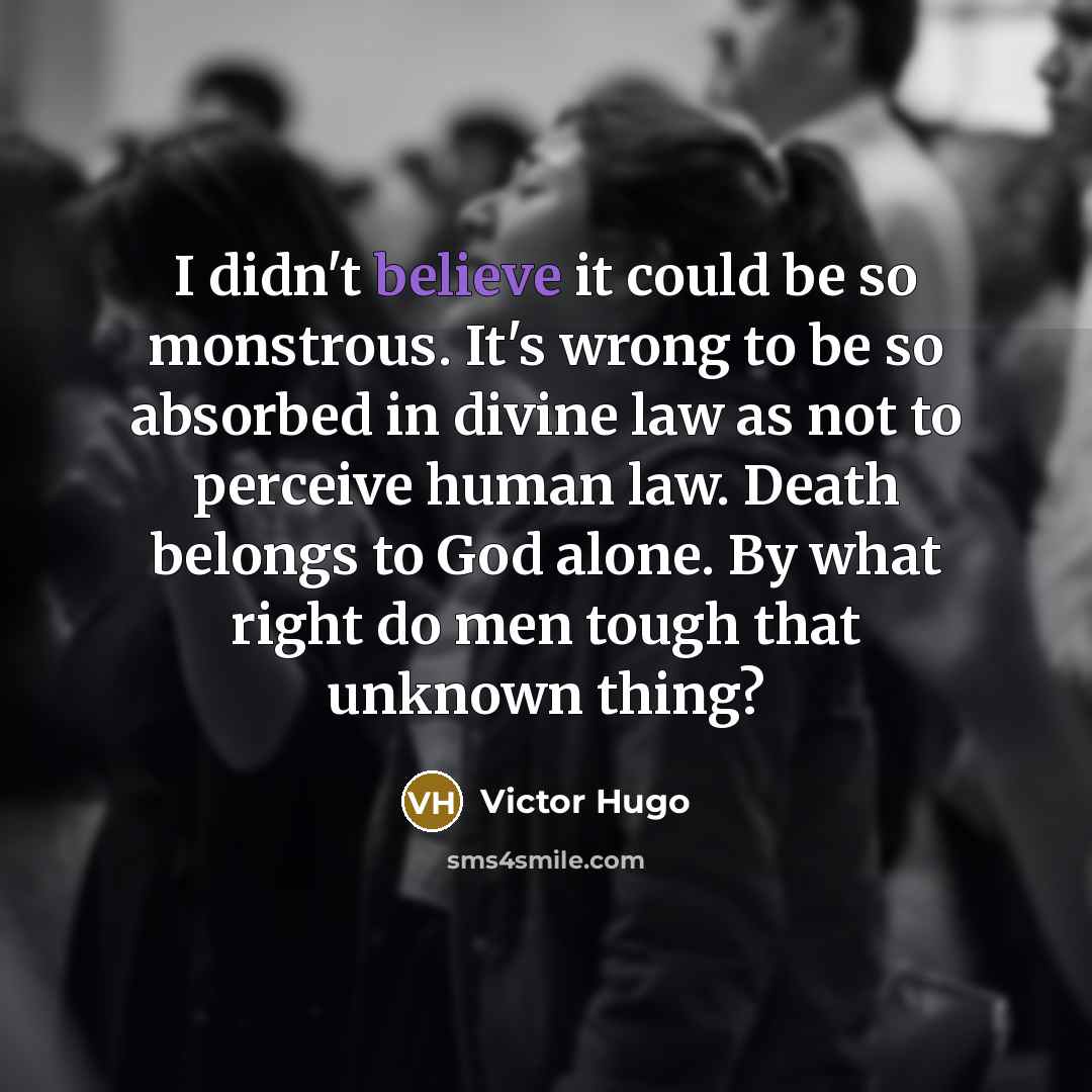 “I didn't believe it could be so monstrous. It's wrong…” quote by Victor Hugo