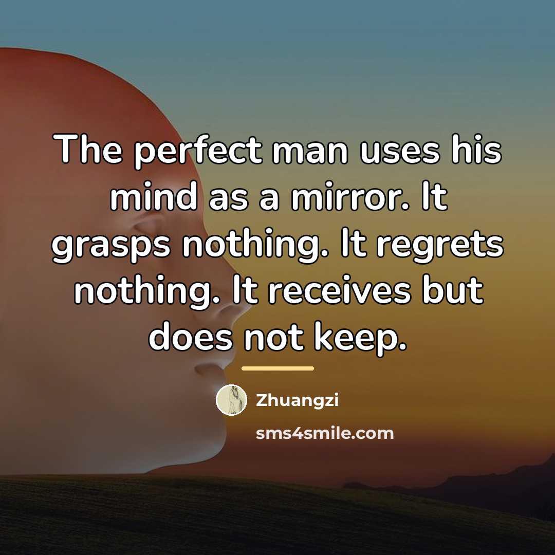 “The perfect man uses his mind as a mirror. It…” quote by Zhuangzi