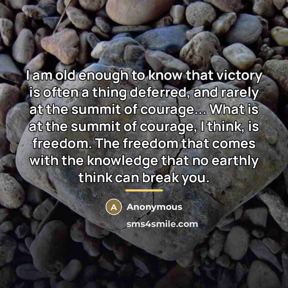 “I am old enough to know that victory is often…” quote by Anonymous