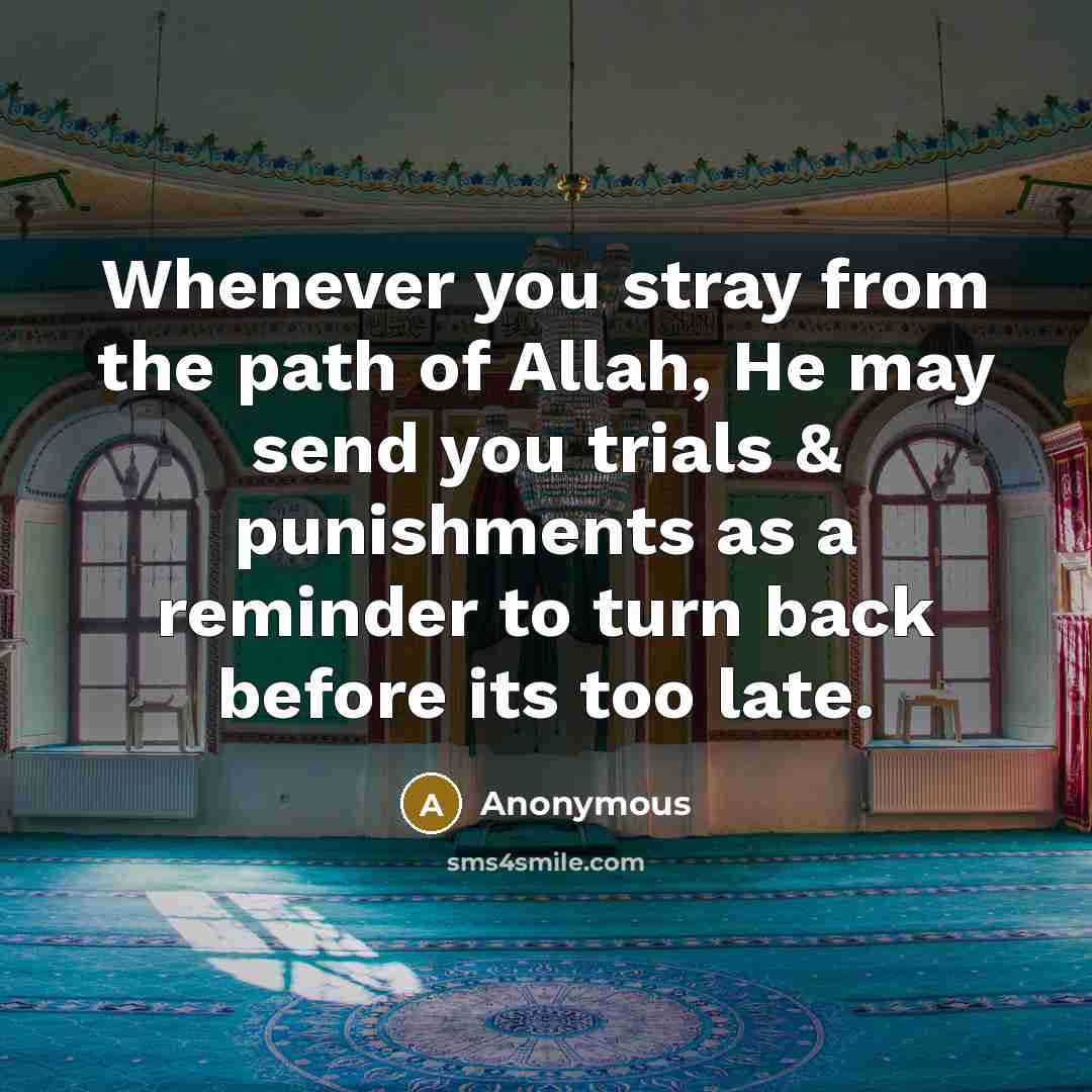 “Whenever you stray from the path of Allah, He may…” quote by Anonymous