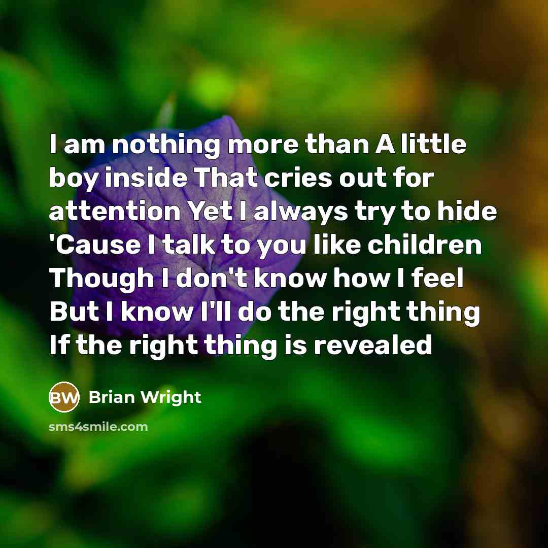 “I am nothing more than A little boy inside That…” quote by Brian Wright