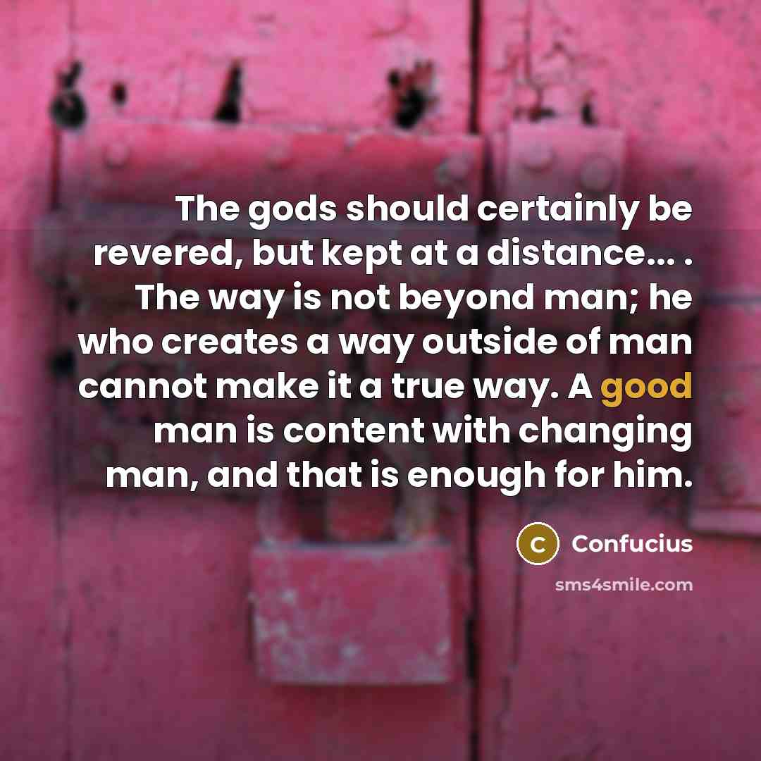 “The gods should certainly be revered, but kept at a…” quote by Confucius