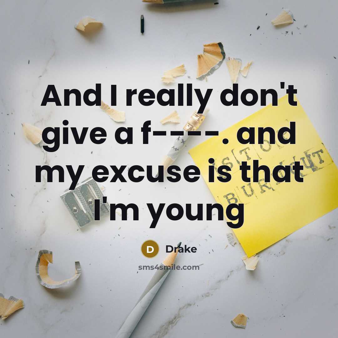 “And I really don't give a f----. and my excuse…” quote by Drake