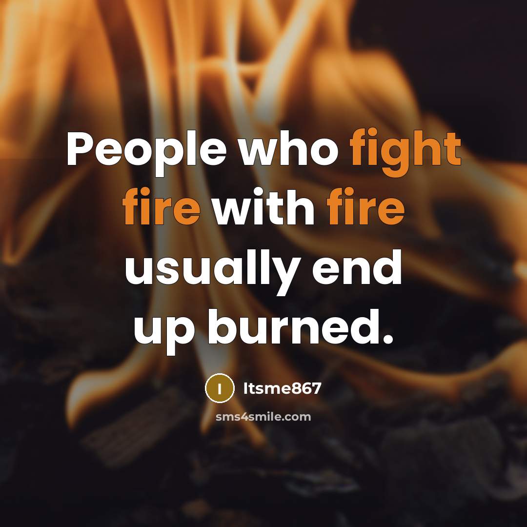 “People who fight fire with fire usually end up burned.” quote by Itsme867
