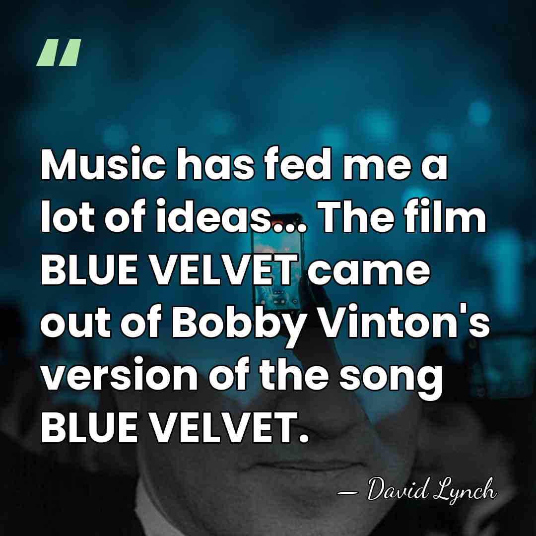 Music has fed me a lot of ideas... The film BLUE VELVET&hellip; - David Lynch