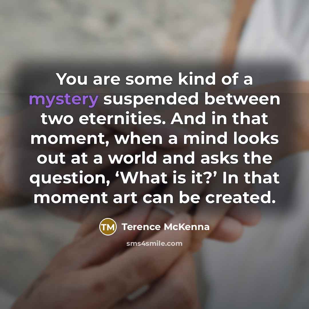 “You are some kind of a mystery suspended between two…” quote by Terence McKenna