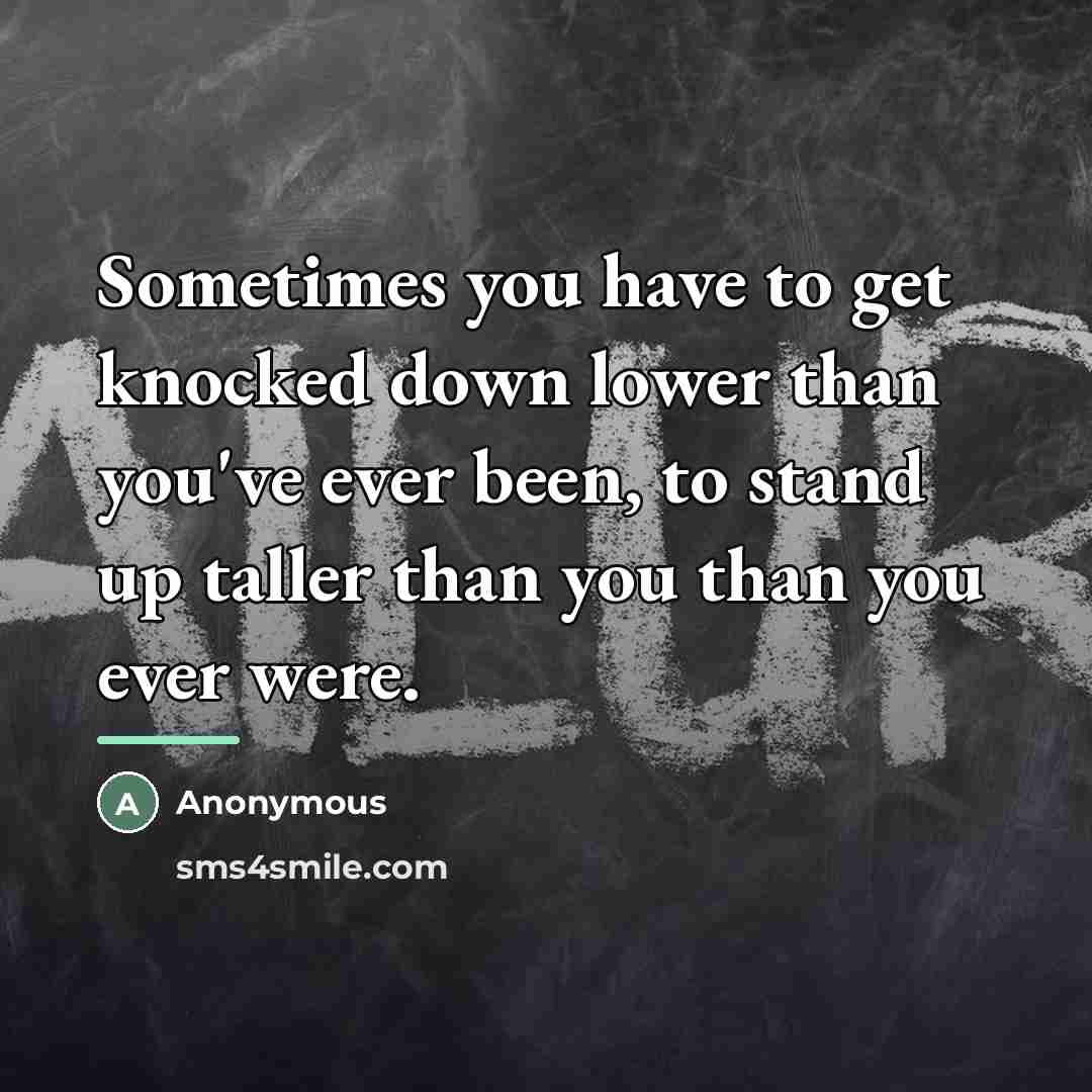 “Sometimes you have to get knocked down lower than you've…” quote by Anonymous