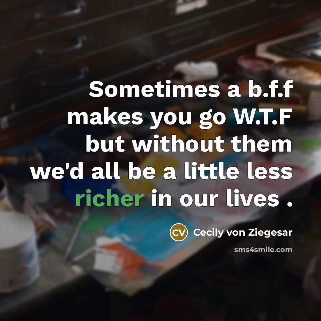 “Sometimes a b.f.f makes you go W.T.F but without them…” quote by Cecily von Ziegesar