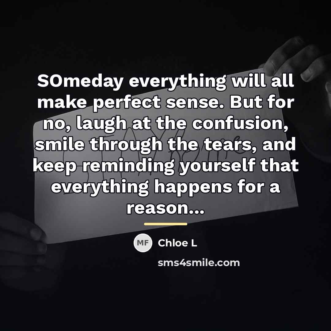 “SOmeday everything will all make perfect sense. But for no,…” quote by Chloe L