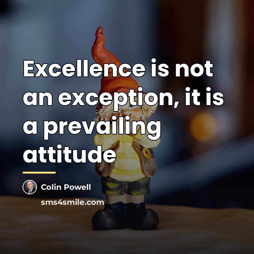 “Excellence is not an exception, it is a prevailing attitude…” quote by Colin Powell