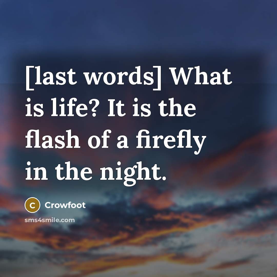 “[last words] What is life? It is the flash of…” quote by Crowfoot
