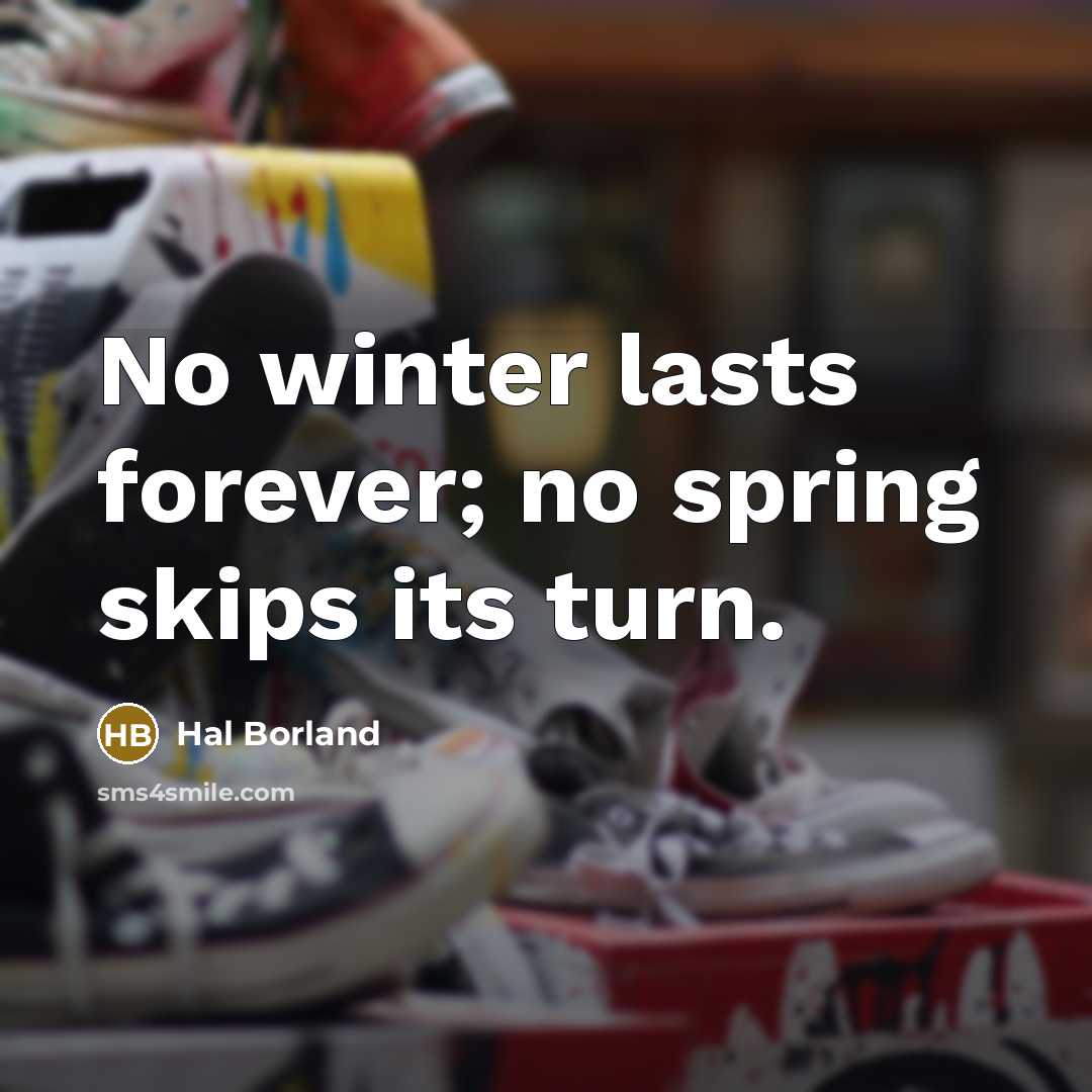“No winter lasts forever; no spring skips its turn.” quote by Hal Borland