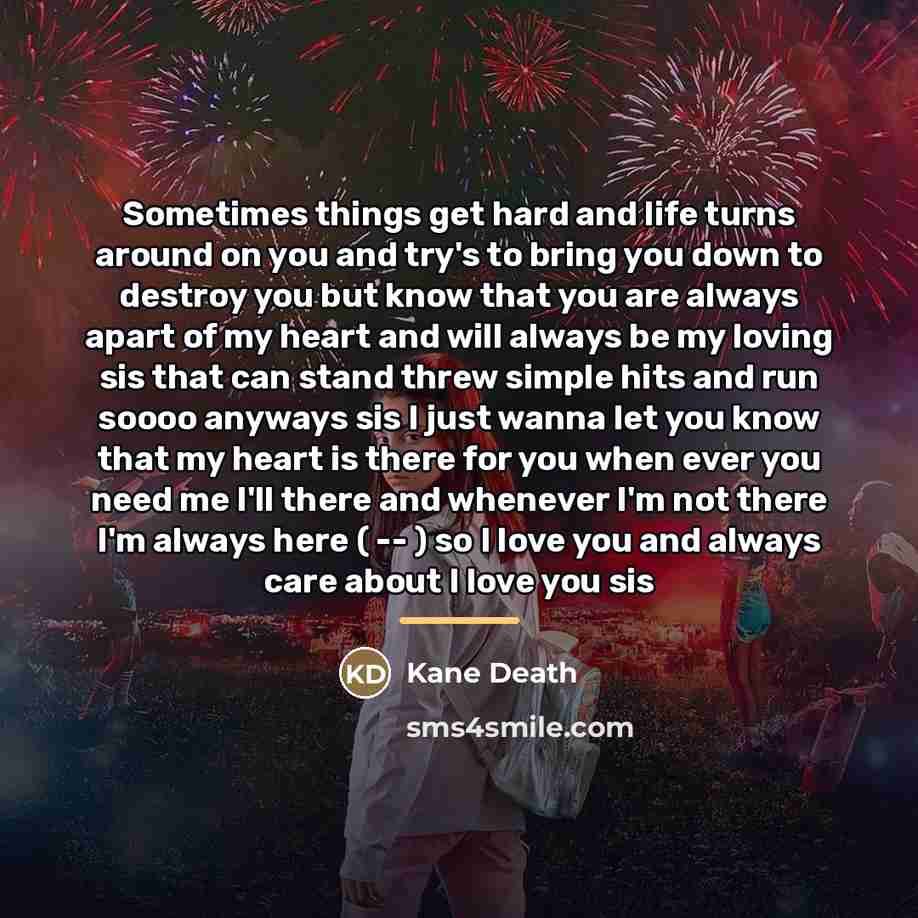 “Sometimes things get hard and life turns around on you…” quote by Kane Death