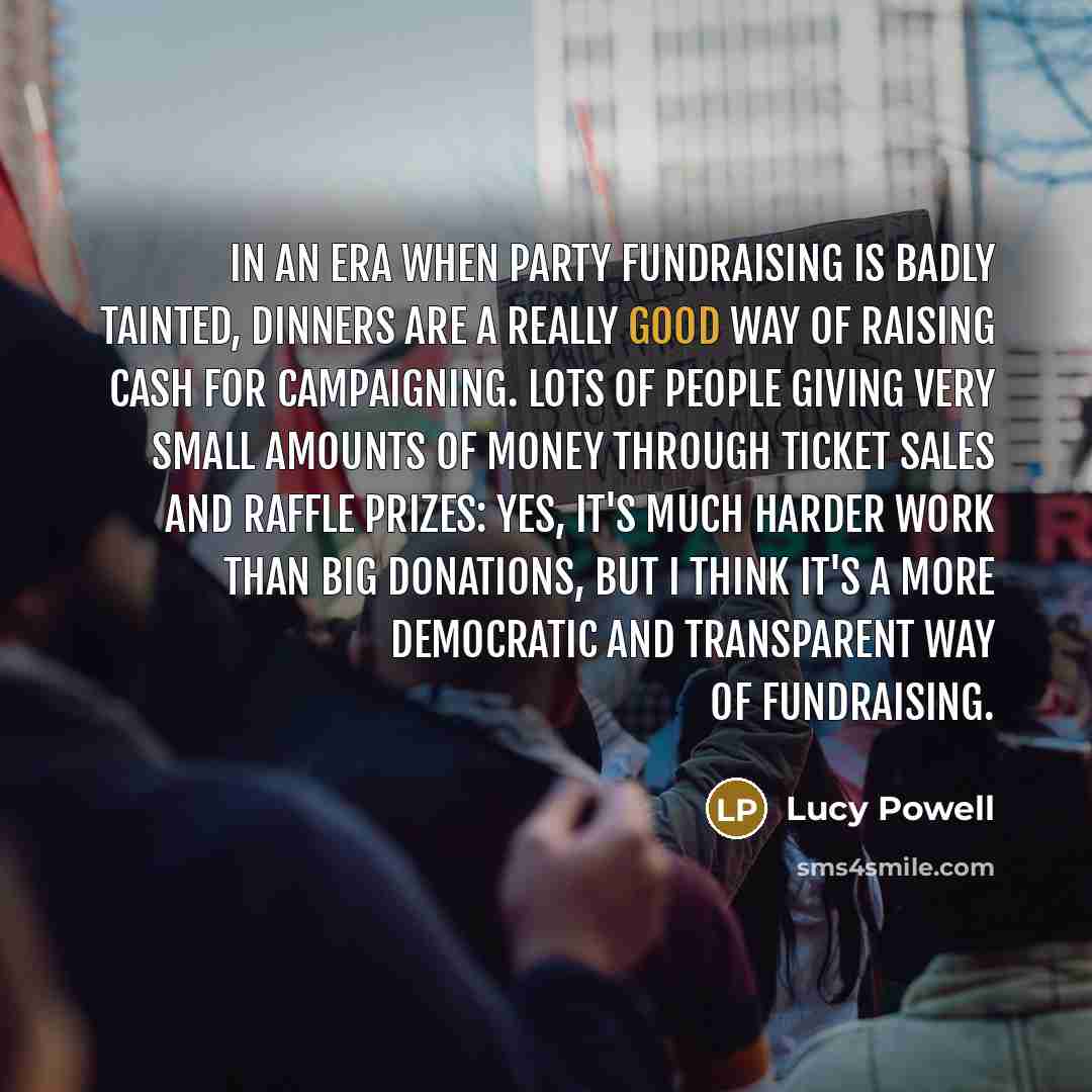 “In an era when party fundraising is badly tainted, dinners…” quote by Lucy Powell
